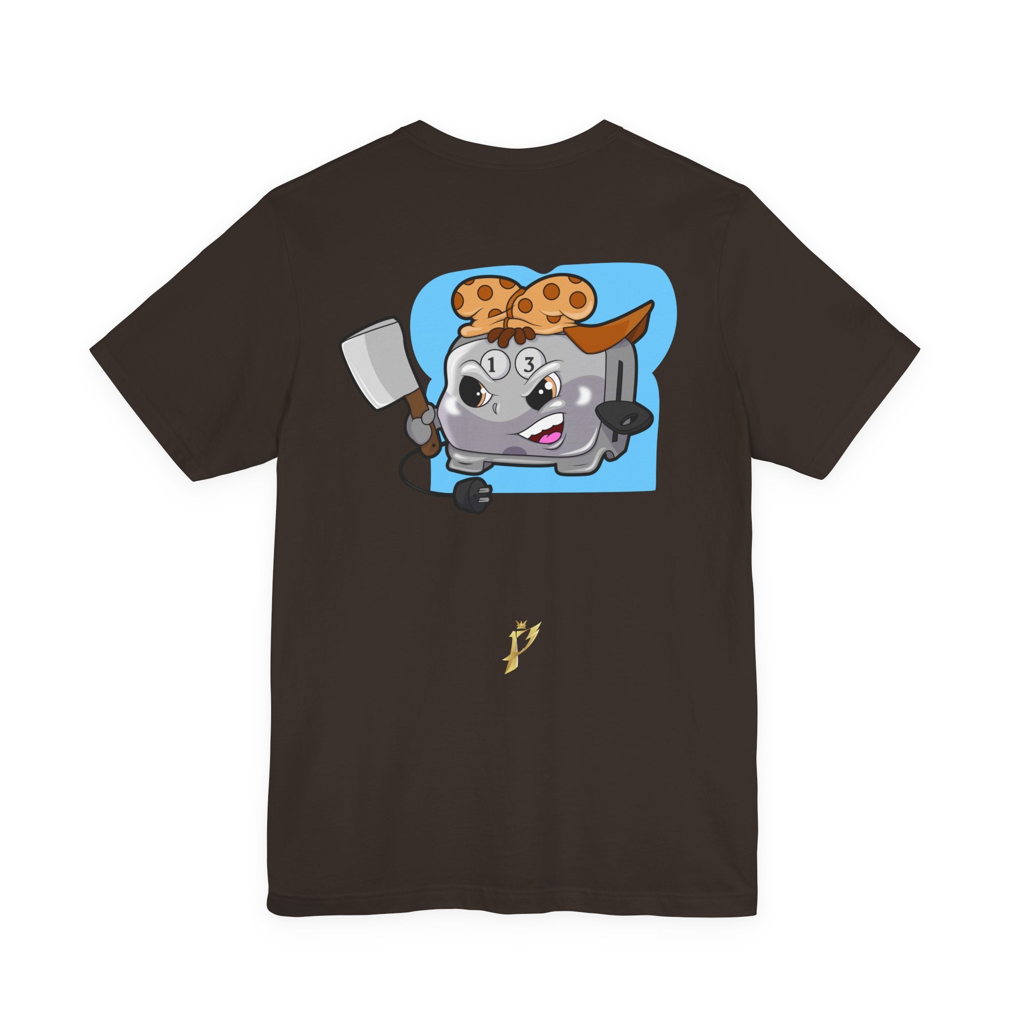 Toaster Chef Cartoon T-Shirt — Cute Toaster with Spatula & Cookie Hat Graphic Tee