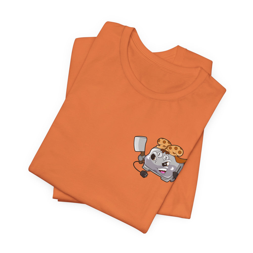 Toaster Chef Cartoon T-Shirt — Cute Toaster with Spatula & Cookie Hat Graphic Tee