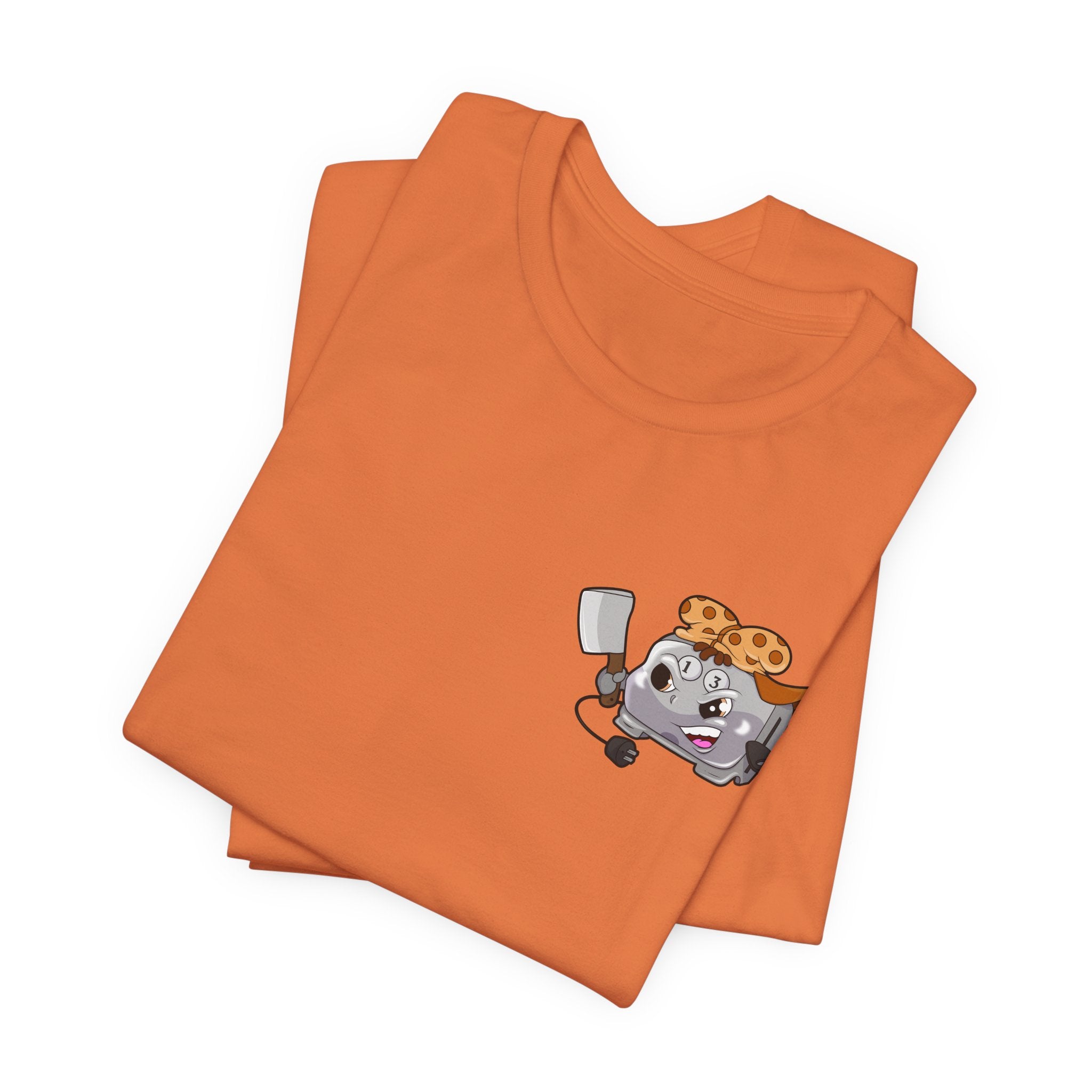 Toaster Chef Cartoon T-Shirt — Cute Toaster with Spatula & Cookie Hat Graphic Tee