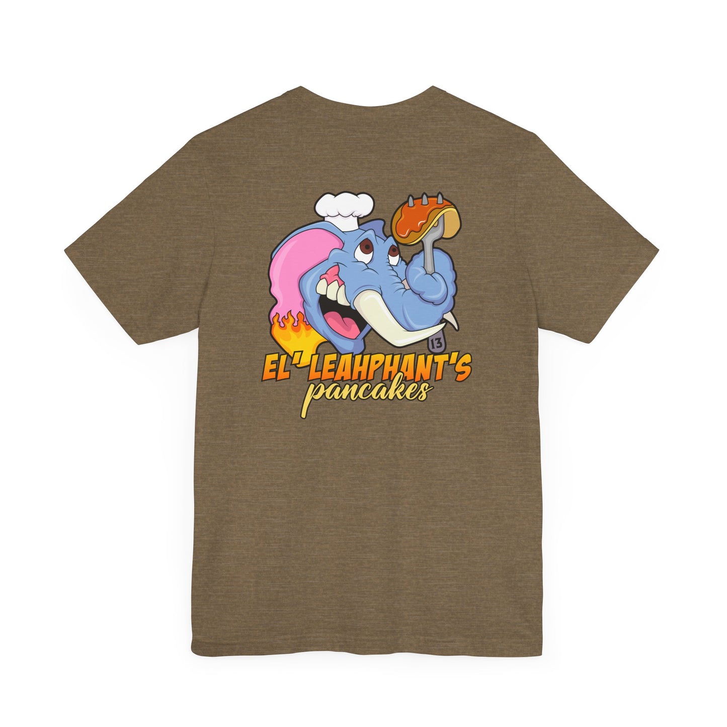 "EL' LEAHPHANT'S" Pancakes w/Logo on Front, Unisex Jersey Short Sleeve Tee