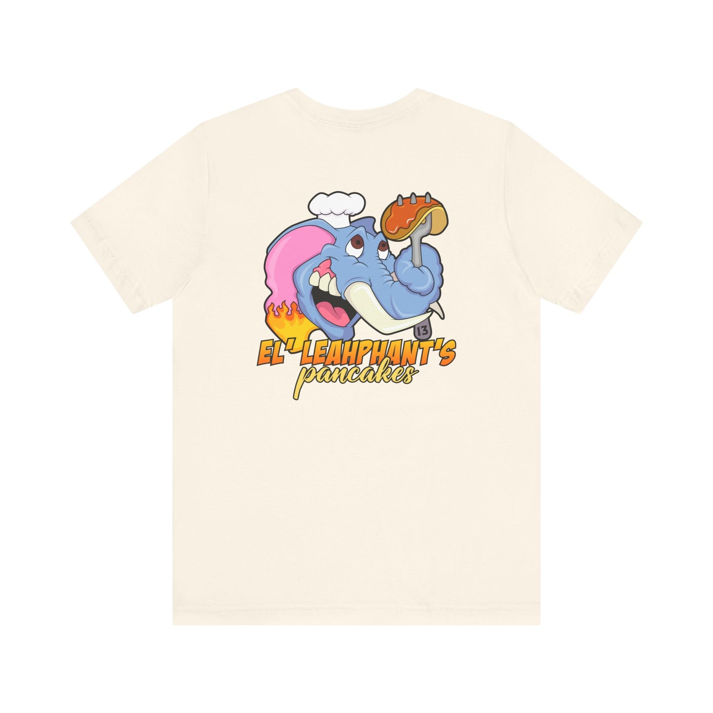 "EL' LEAHPHANT'S" Pancakes w/Logo on Front, Unisex Jersey Short Sleeve Tee