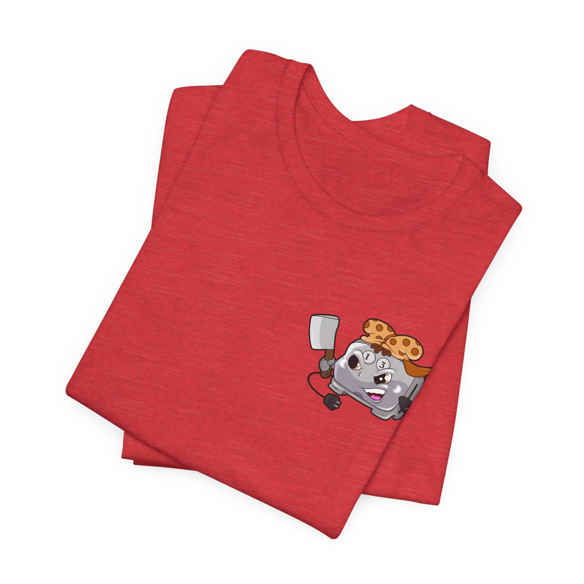 Toaster Chef Cartoon T-Shirt — Cute Toaster with Spatula & Cookie Hat Graphic Tee