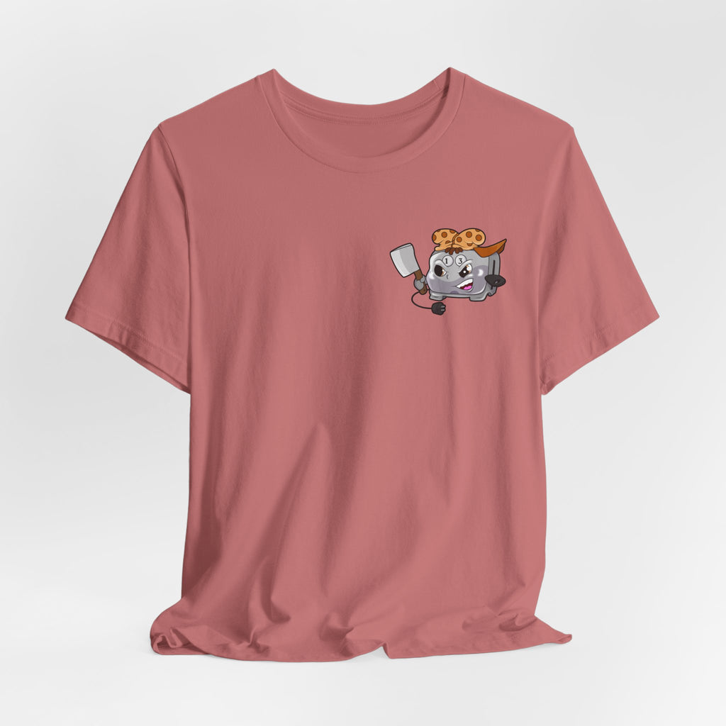 Toaster Chef Cartoon T-Shirt — Cute Toaster with Spatula & Cookie Hat Graphic Tee