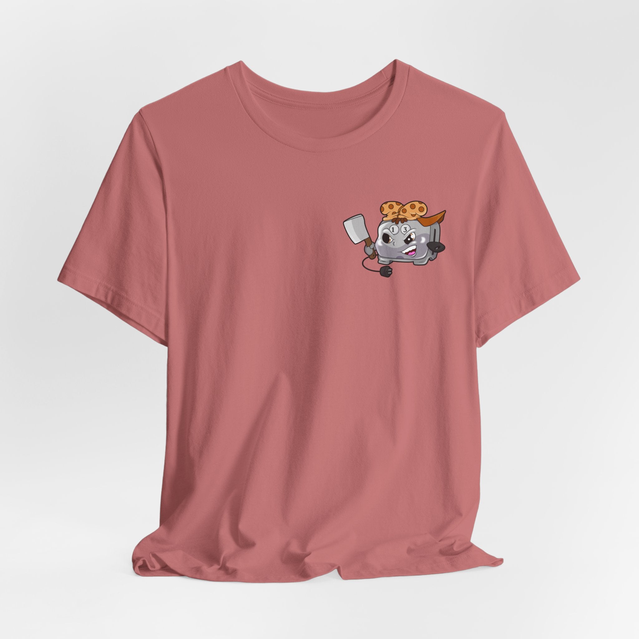Toaster Chef Cartoon T-Shirt — Cute Toaster with Spatula & Cookie Hat Graphic Tee