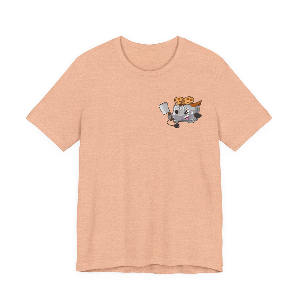 Toaster Chef Cartoon T-Shirt — Cute Toaster with Spatula & Cookie Hat Graphic Tee