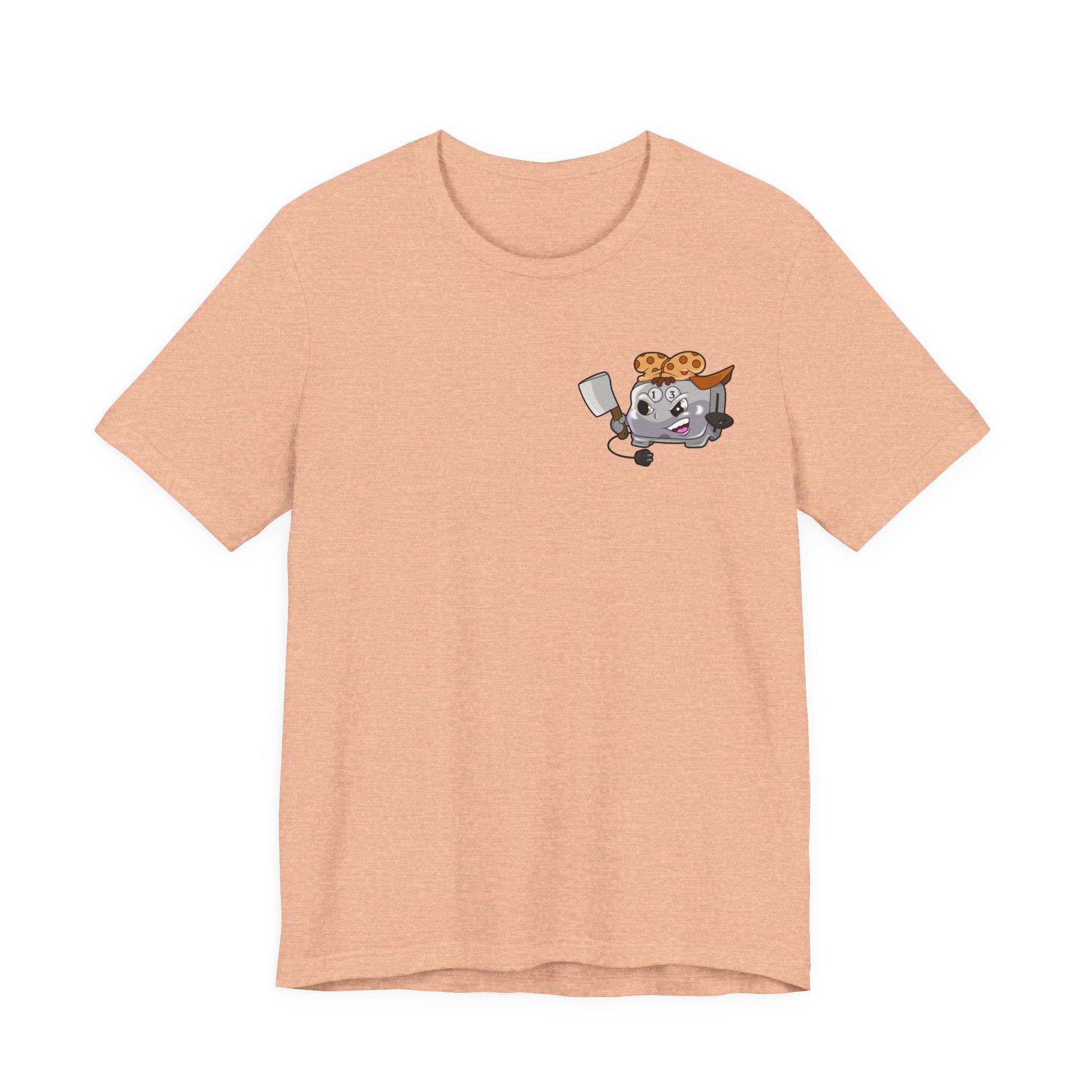 Toaster Chef Cartoon T-Shirt — Cute Toaster with Spatula & Cookie Hat Graphic Tee