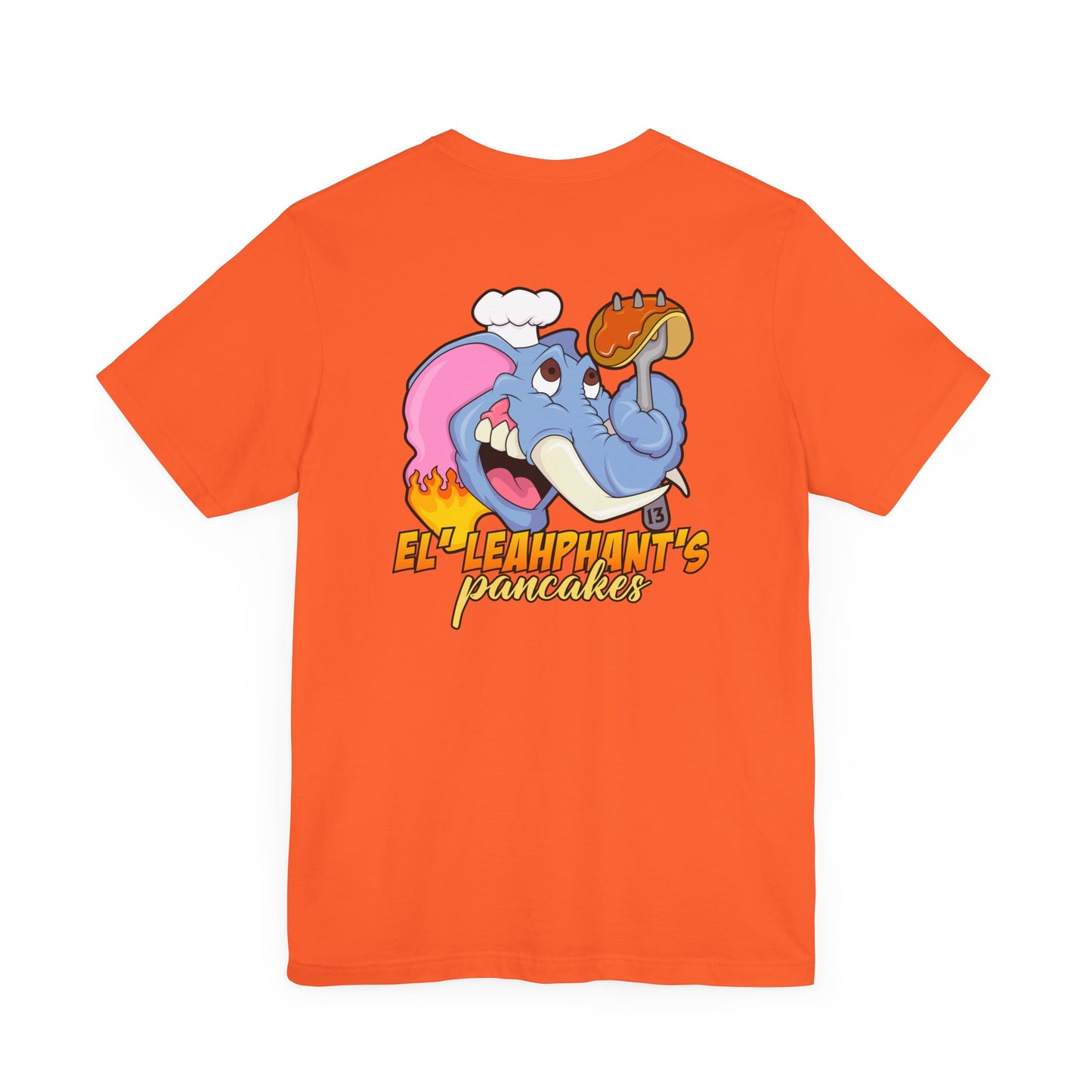 "EL' LEAHPHANT'S" Pancakes w/Logo on Front, Unisex Jersey Short Sleeve Tee