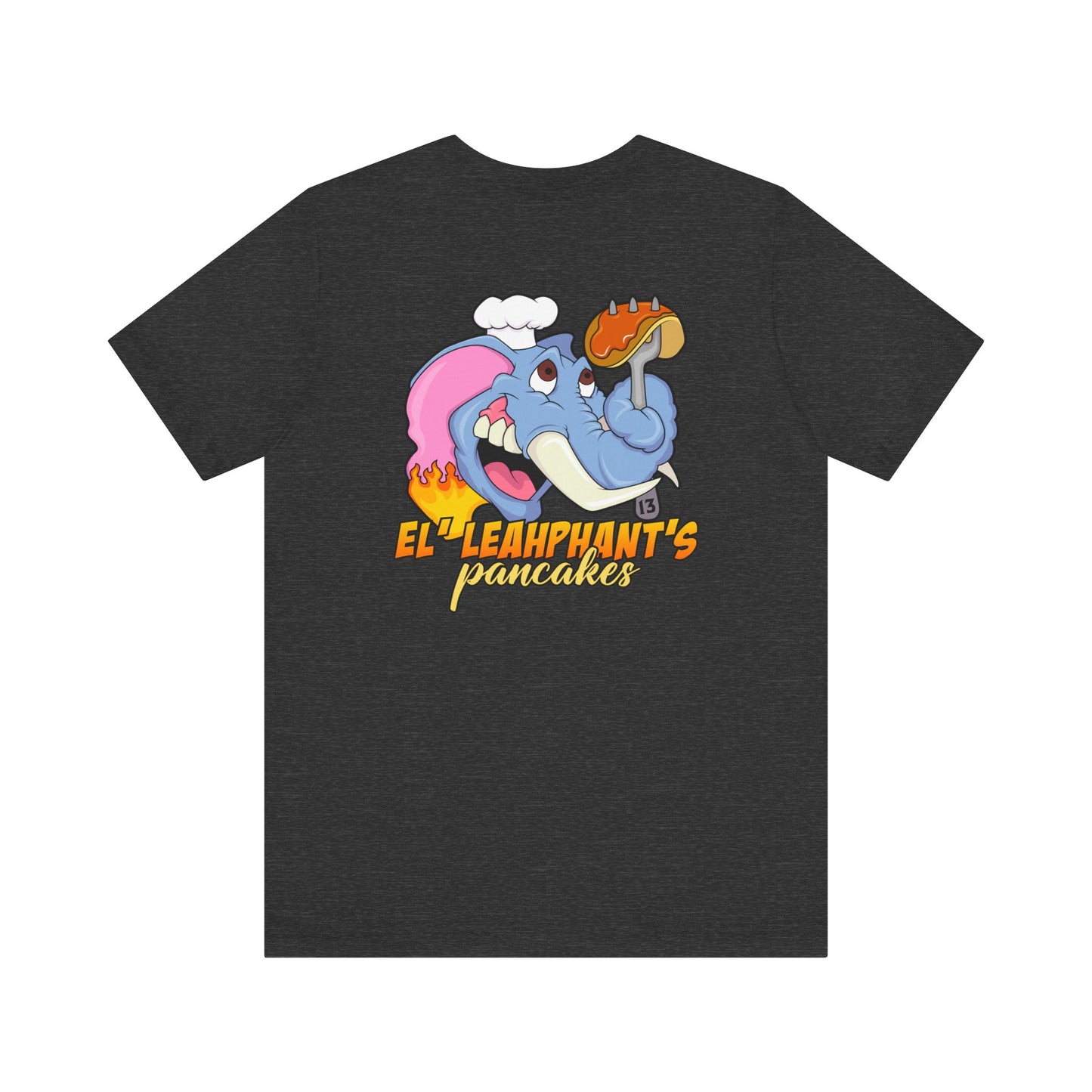 "EL' LEAHPHANT'S" Pancakes w/Logo on Front, Unisex Jersey Short Sleeve Tee