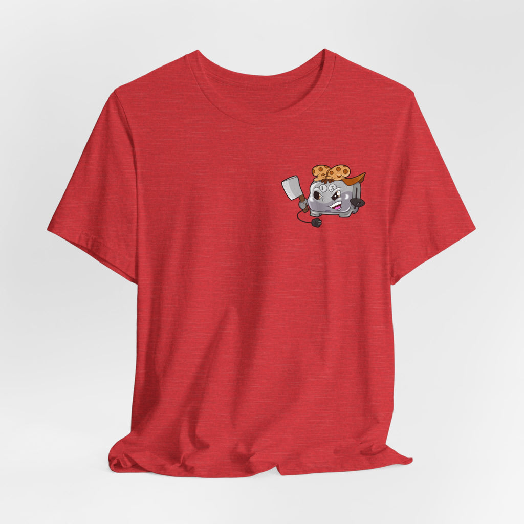 Toaster Chef Cartoon T-Shirt — Cute Toaster with Spatula & Cookie Hat Graphic Tee