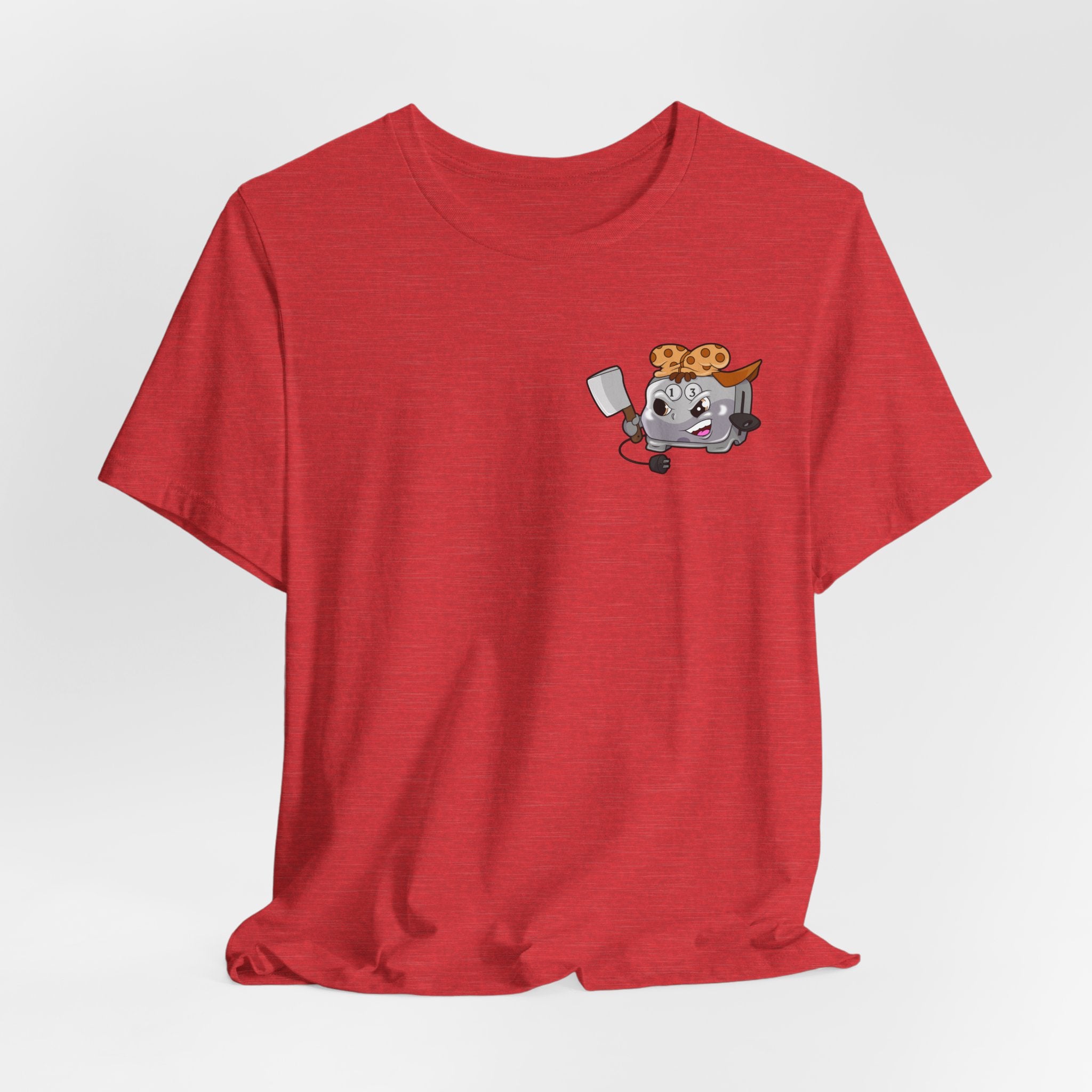 Toaster Chef Cartoon T-Shirt — Cute Toaster with Spatula & Cookie Hat Graphic Tee