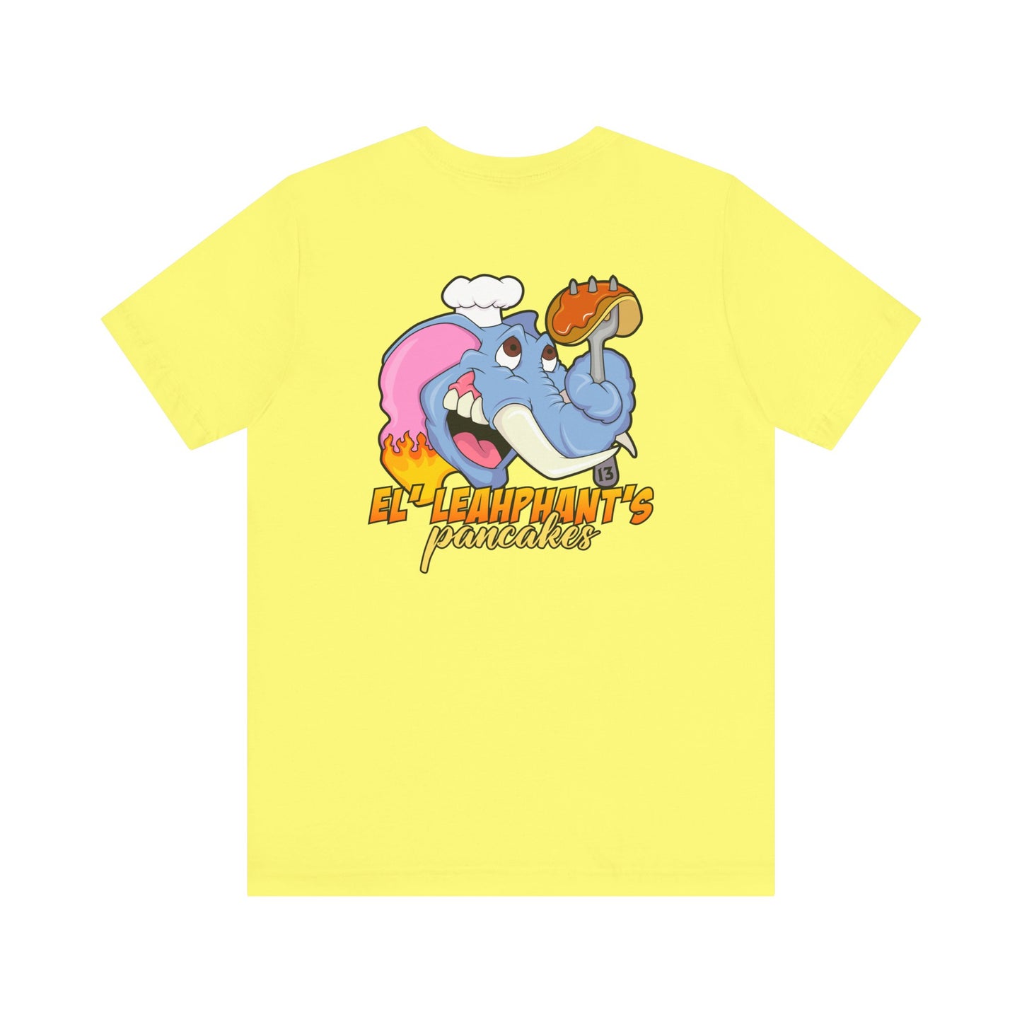 "EL' LEAHPHANT'S" Pancakes w/Logo on Front, Unisex Jersey Short Sleeve Tee