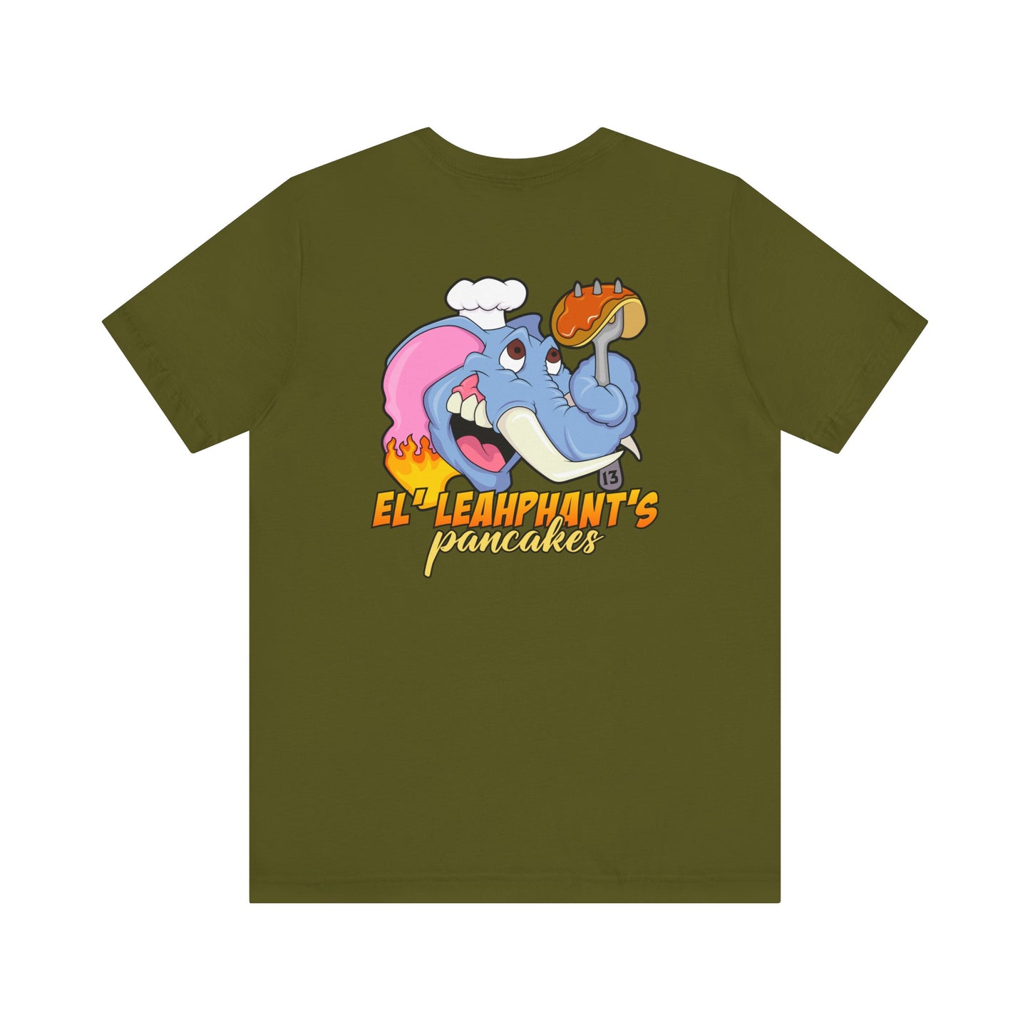 "EL' LEAHPHANT'S" Pancakes w/Logo on Front, Unisex Jersey Short Sleeve Tee