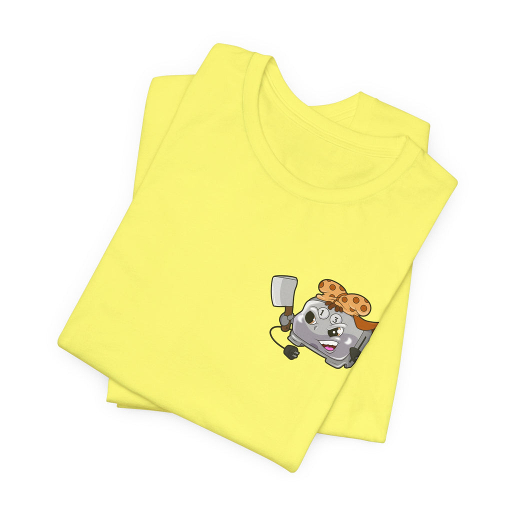 Toaster Chef Cartoon T-Shirt — Cute Toaster with Spatula & Cookie Hat Graphic Tee
