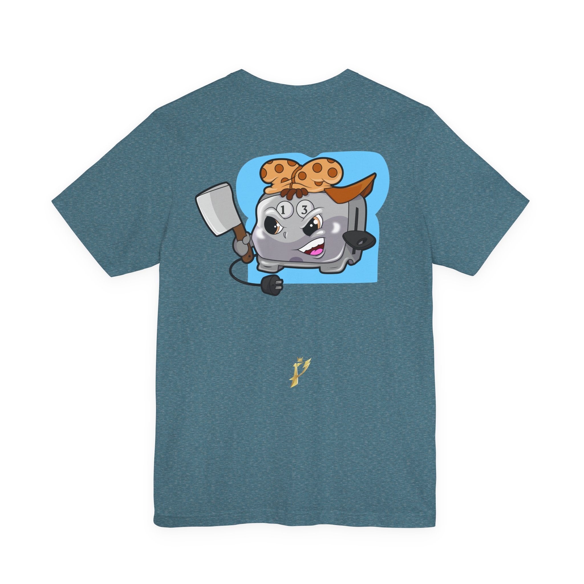 Toaster Chef Cartoon T-Shirt — Cute Toaster with Spatula & Cookie Hat Graphic Tee