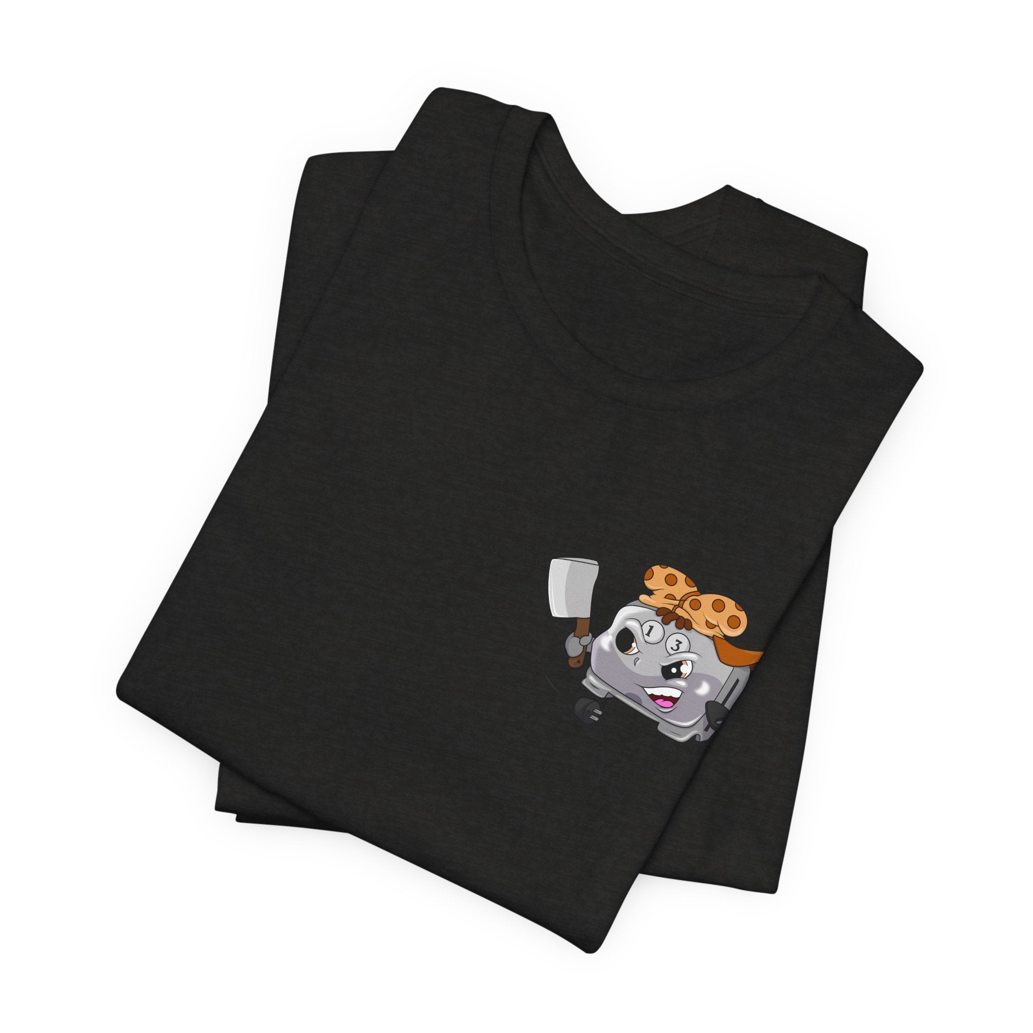 Toaster Chef Cartoon T-Shirt — Cute Toaster with Spatula & Cookie Hat Graphic Tee