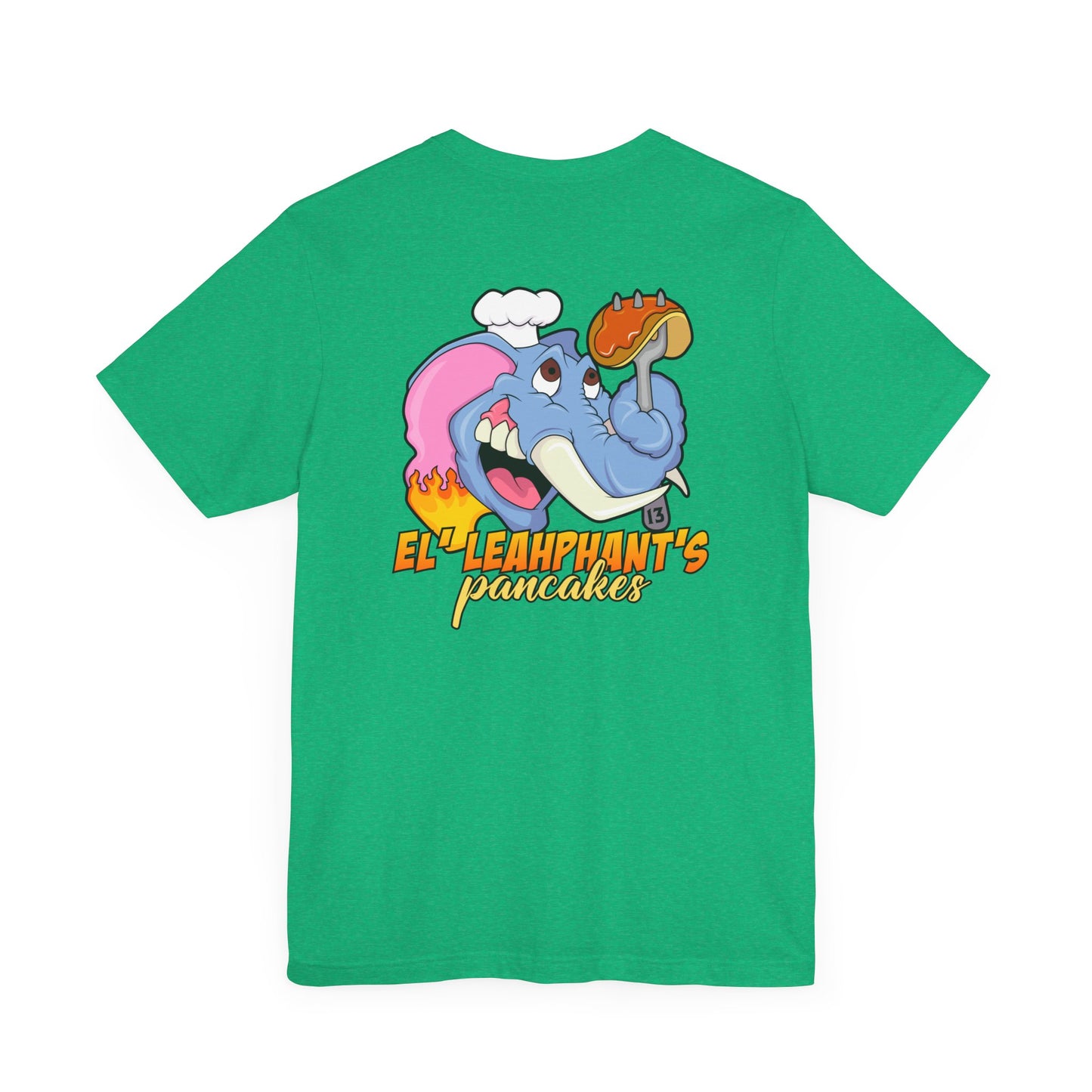 "EL' LEAHPHANT'S" Pancakes w/Logo on Front, Unisex Jersey Short Sleeve Tee